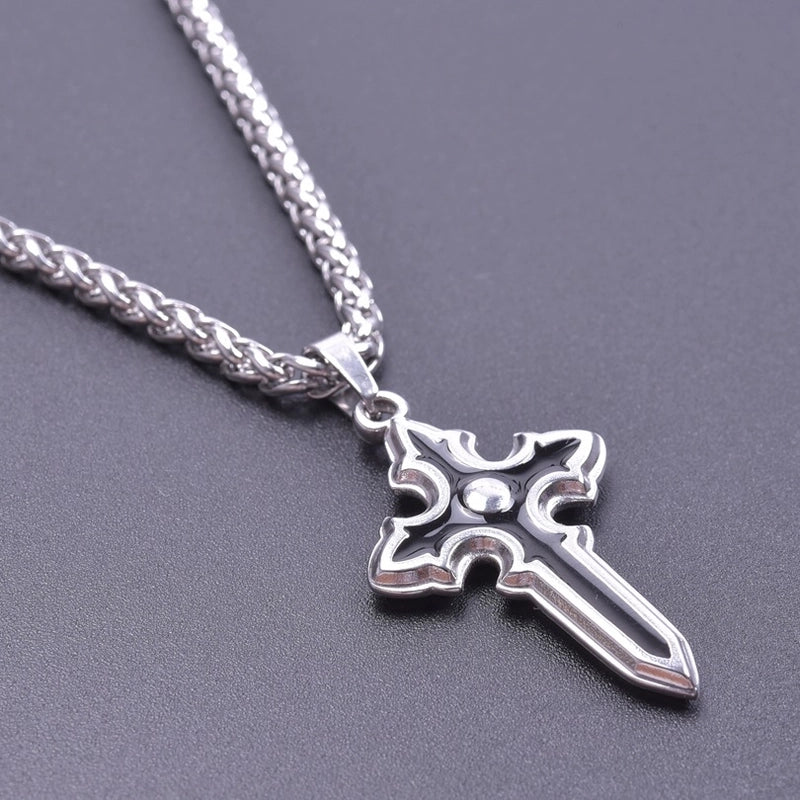 304 Stainless Steel 18K Gold Plated Basic Modern Style Classic Style Enamel Plating Cross Pendant Necklace