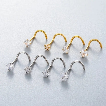 1 Piece Nose Rings & Studs Minimalist Classic Style Pentagram Round Heart Shape 316L Stainless Steel Nose Rings & Studs