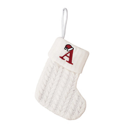 Cross-border Letter Christmas Stockings Santa Claus New Christmas Gift Wool Knitted Candy Bag Christmas Tree Pendant
