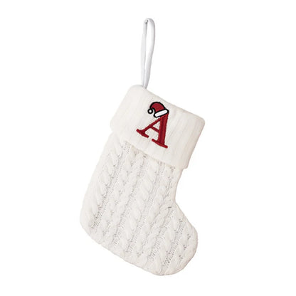 Cross-border Letter Christmas Stockings Santa Claus New Christmas Gift Wool Knitted Candy Bag Christmas Tree Pendant