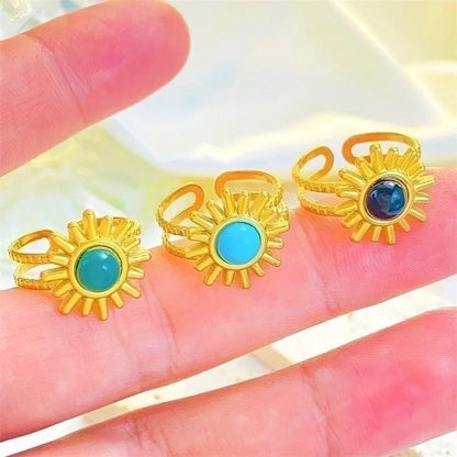 Alloy Gold Plated Silver Plated Casual Elegant Sun Heart Shape Turquoise Open Rings