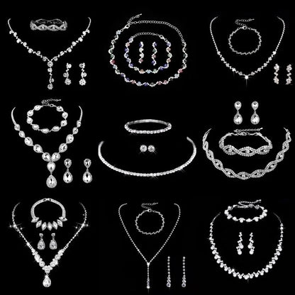 Minimalist Solid Color Rhinestone Inlay Zircon Jewelry Set