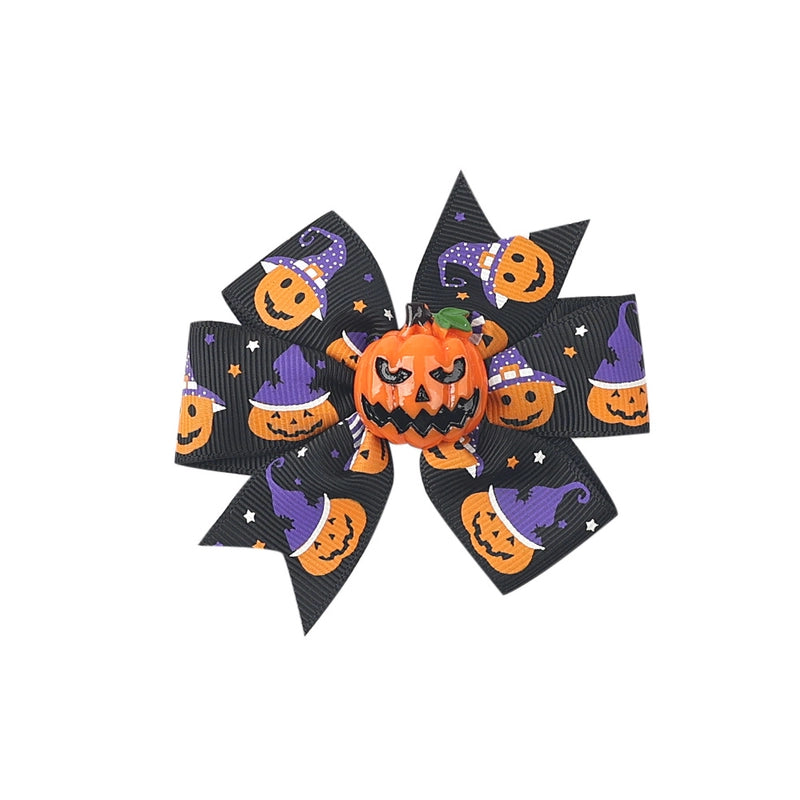 Halloween Funny Halloween Pattern Rib Ribbon Party Hairpin