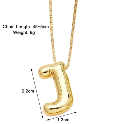 Minimalist Letter Copper Plating 18k Gold Plated Necklace Pendant
