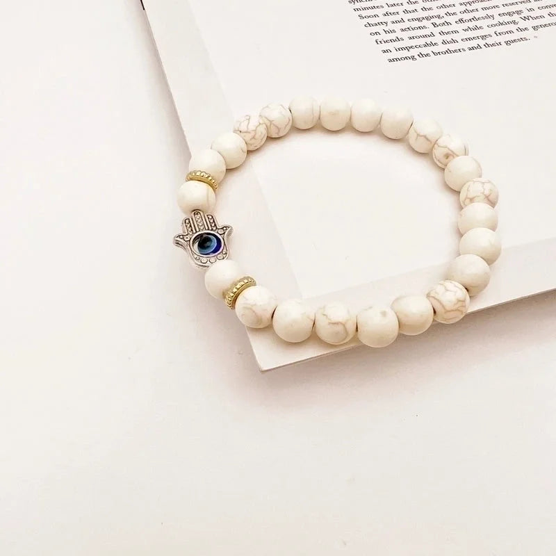 Retro Devil's Eye Palm Natural Stone Turquoise Volcanic Rock Bracelets