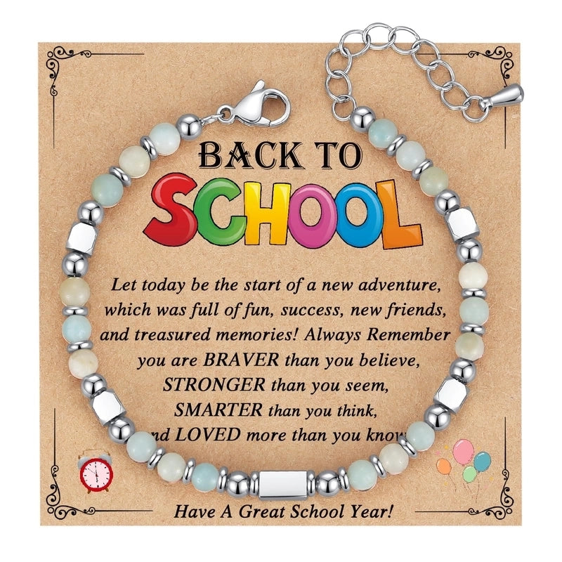 Minimalist Classic Style Round 304 Stainless Steel Natural Stone Bracelets In Bulk