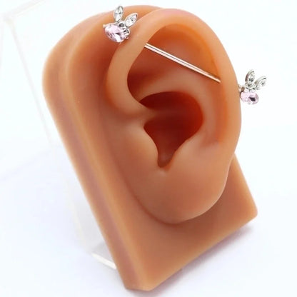 1 Piece Ear Cartilage Rings & Studs Fashion Heart Shape Rose Butterfly 316L Stainless Steel Alloy Copper Plating Inlay Rhinestones Glass White Gold Plated Gold Plated