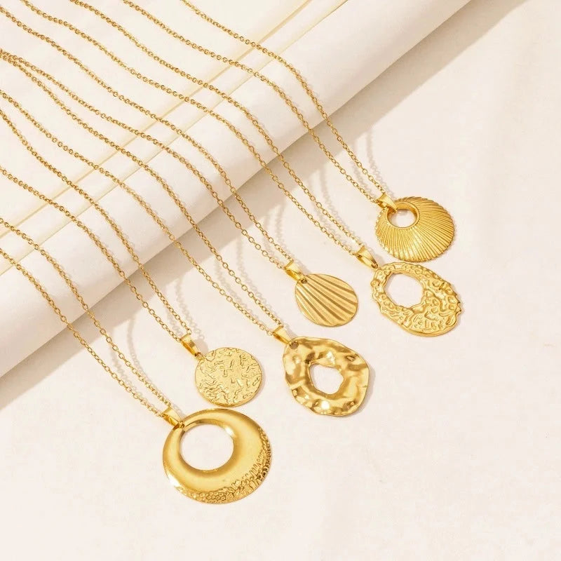 Minimalist Geometric Round 304 Stainless Steel Plating Pendant Necklace