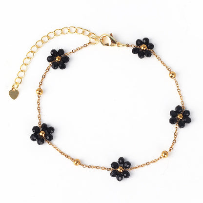 Moderate Luxury Little Daisy Flower Rose Petal Flower Copper Diamond Inlay Stud Earrings