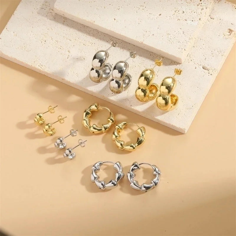 1 Pair Minimalist Bamboo Joint Copper Copper 14K Gold Plated Hoop Earrings