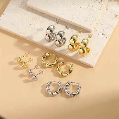 1 Pair Minimalist Bamboo Joint Copper Copper 14K Gold Plated Hoop Earrings