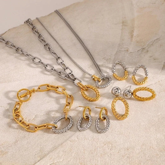 Minimalist Classic Style Geometric 304 Stainless Steel Jewelry Set