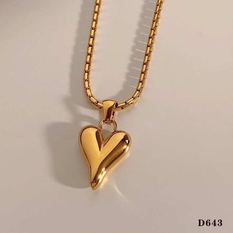 Basic Minimalist Commute Heart Shape 304 Stainless Steel 16K Gold Plated White Gold Plated Gold Plated Pendant Necklace