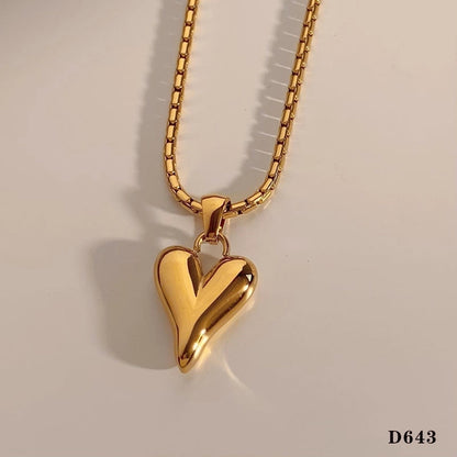 Basic Minimalist Commute Heart Shape 304 Stainless Steel 16K Gold Plated White Gold Plated Gold Plated Pendant Necklace