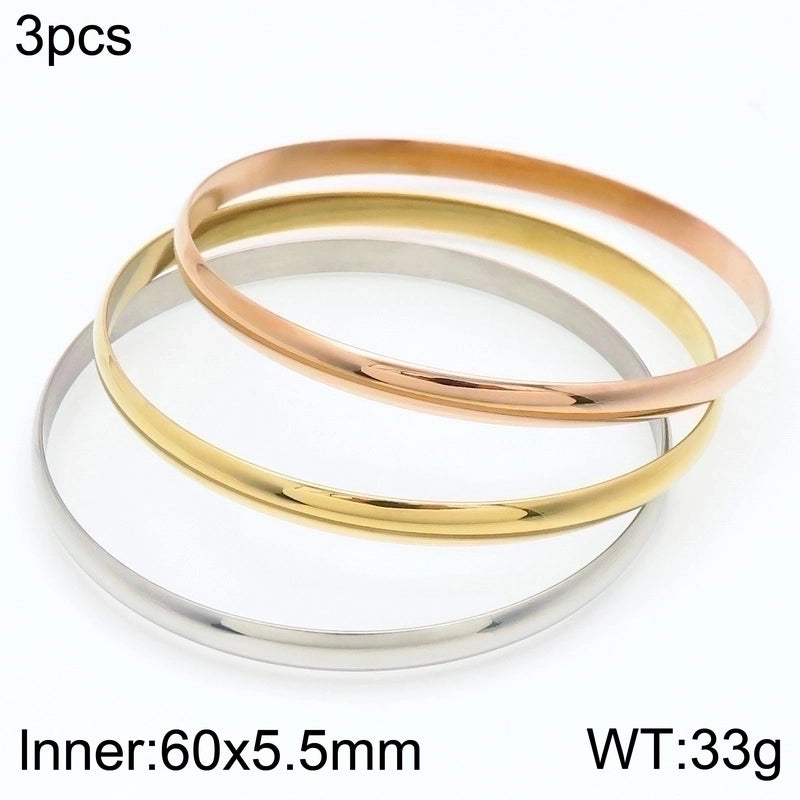 Minimalist Round Stainless Steel 18K Gold Plated Bangle In Bulk