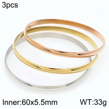Minimalist Round Stainless Steel 18K Gold Plated Bangle In Bulk