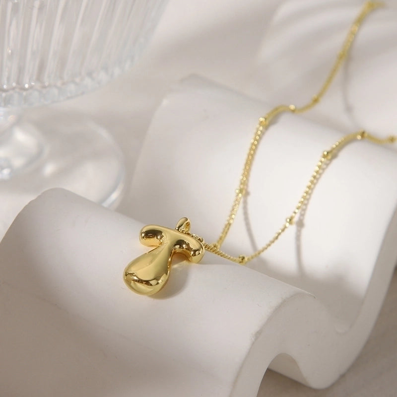 Copper 14K Gold Plated Letter Pendant Necklace