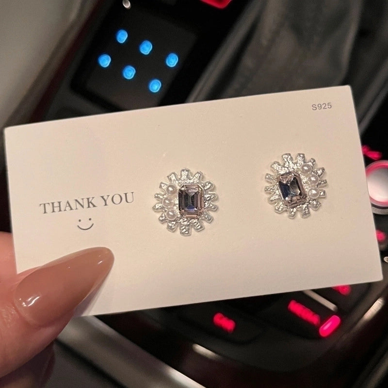 1 Pair Fashion Leaf Flower Bow Knot Imitation Pearl Alloy Rhinestones Earrings