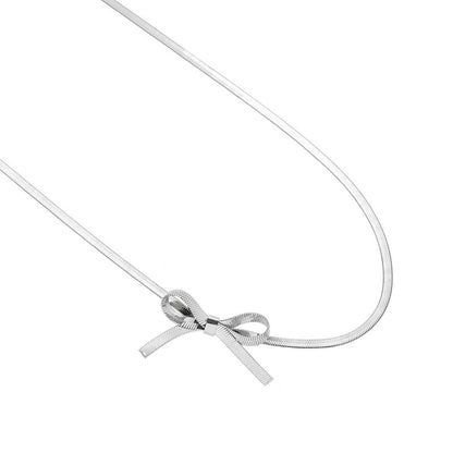 IG Style Minimalist Solid Color Bow Knot 304 Stainless Steel 18K Gold Plated Plating Choker