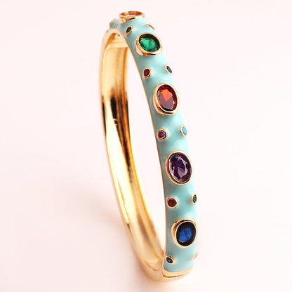 2 Pieces Fashion Round Circle Copper Electroplating Bangles