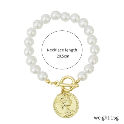 Fashion Geometric Heart Shape Imitation Pearl Alloy Plating Women\'s Bracelets