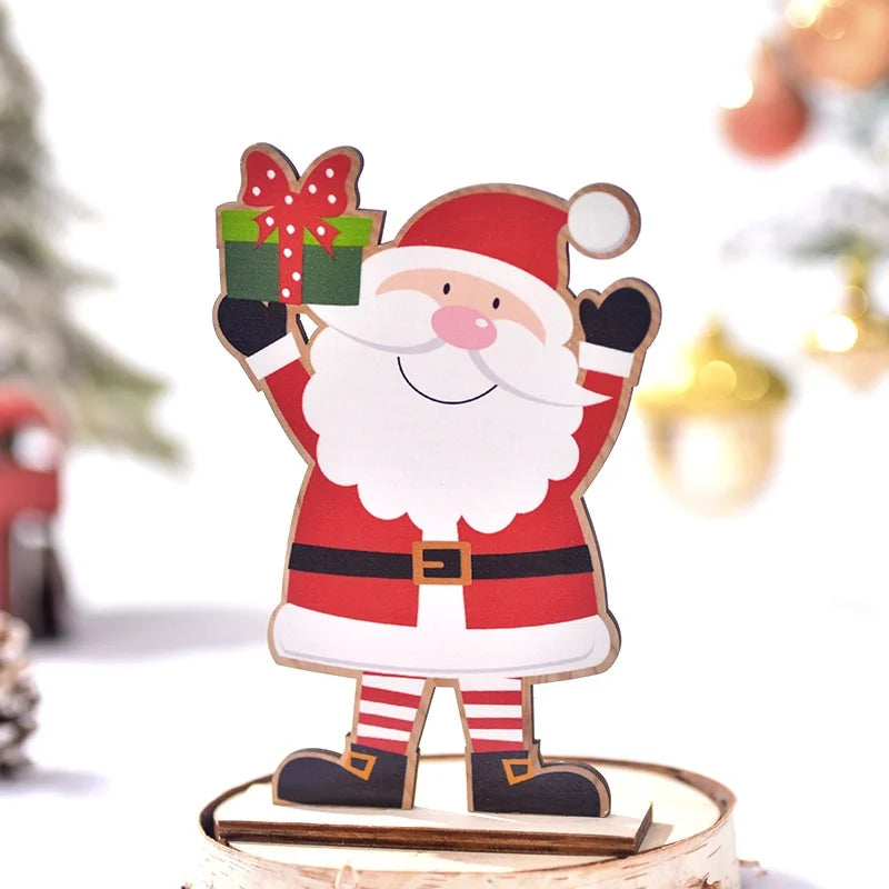 Christmas Cute Christmas Tree Santa Claus Snowman Wood Party Festival Ornaments