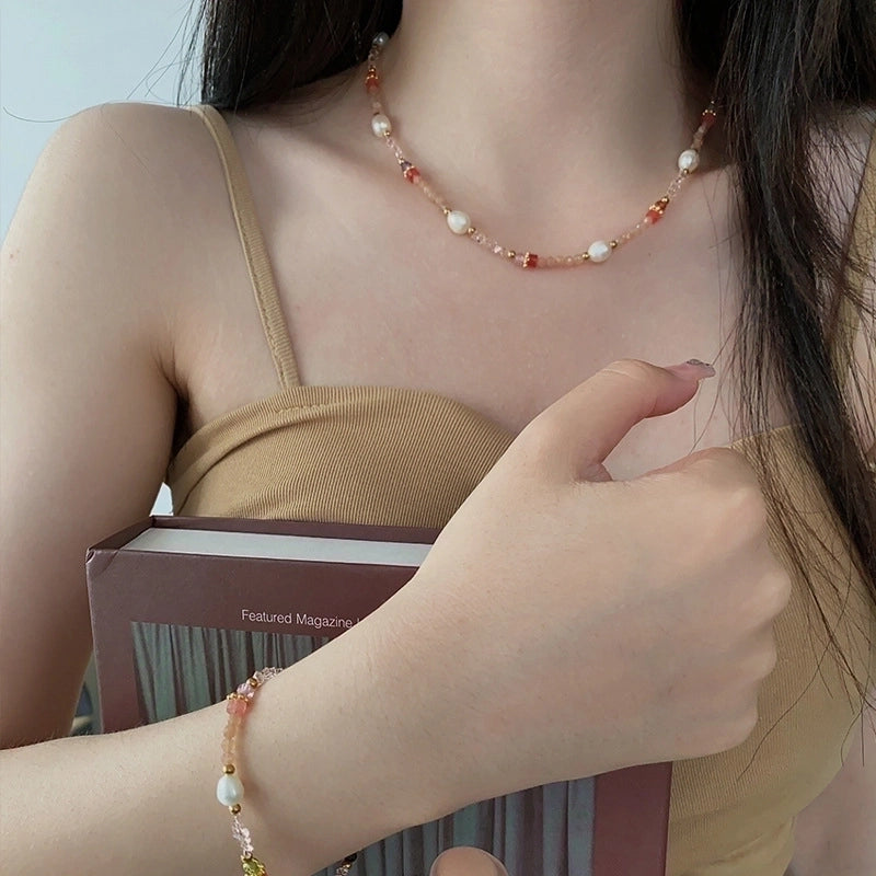 Minimalist Geometric Natural Stone Tiger Eye Pendant Necklace In Bulk