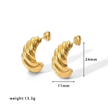 1 Pair Minimalist U Shape Plating Stainless Steel Artificial Pearls Rhinestones 18K Gold Plated Earrings