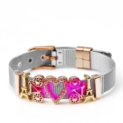 Minimalist Heart Shape Stainless Steel Plating Bangle