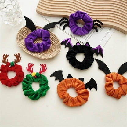 Halloween Christmas Fashion Women'S Solid Color Flannel Hair Tie