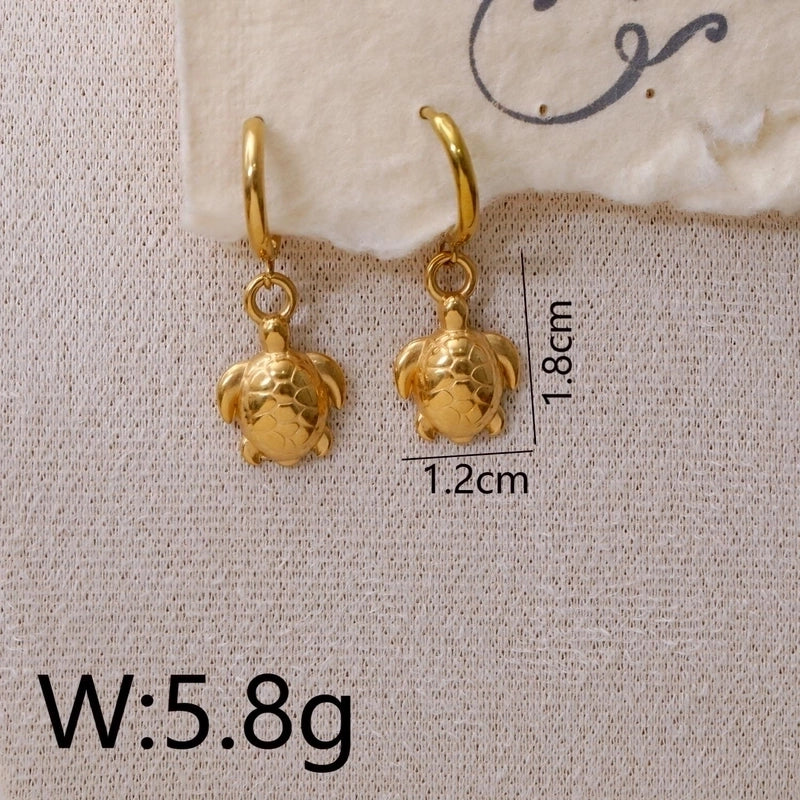 1 Pair Funny Romantic Scallop Fish 304 Stainless Steel 18K Gold Plated Drop Earrings