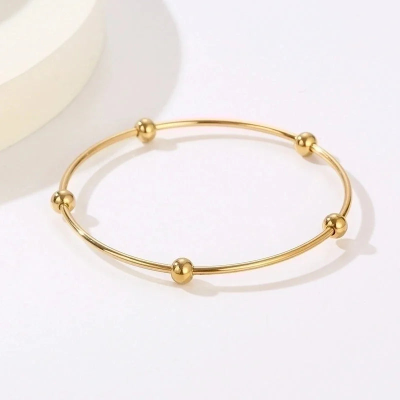 Minimalist Streetwear Solid Color Stainless Steel 18K Gold Plated Bangle In Bulk