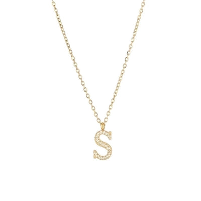 Minimalist Letter 304 Stainless Steel Zircon 16K Gold Plated White Gold Plated Plating Inlay Pendant Necklace