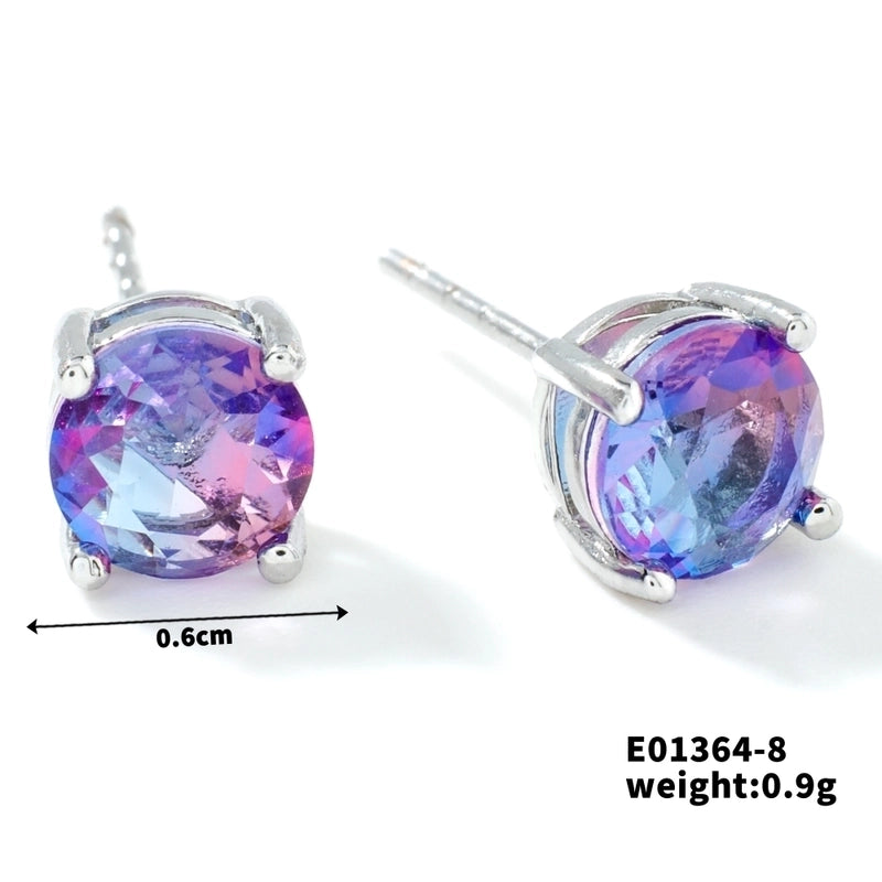 1 Pair Minimalist Geometric Plating Inlay Copper Glass K Gold Plated Rhodium Plated Ear Studs