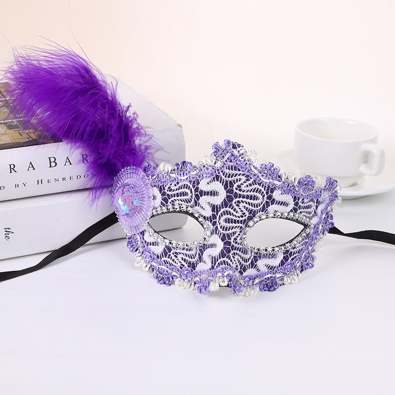 Venice Little Hat With Side Feather Mask Little Princess Beauty Mask Festival Party Stage Performance