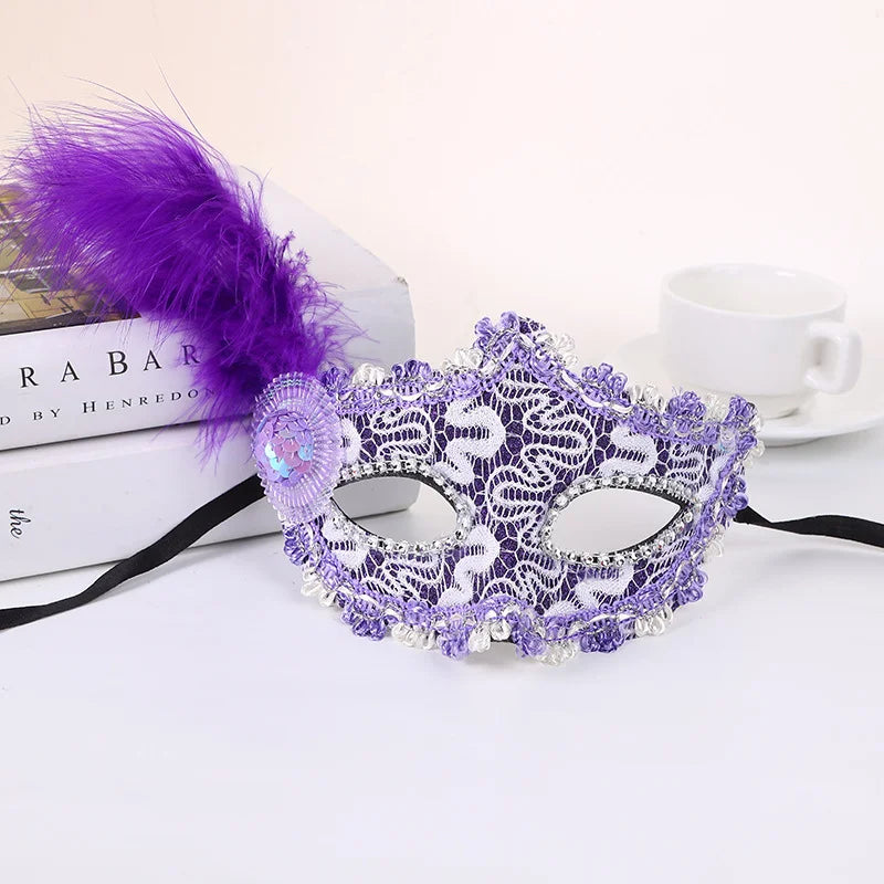 Venice Little Hat With Side Feather Mask Little Princess Beauty Mask Festival Party Stage Performance