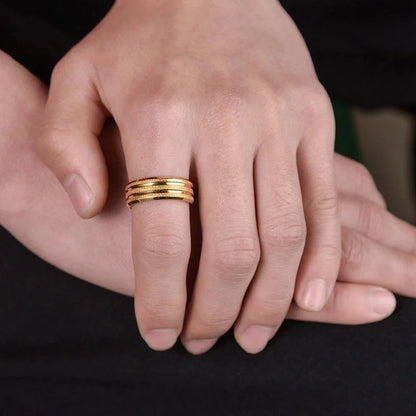 Retro Frosted Flower Stainless Steel Couple Ring