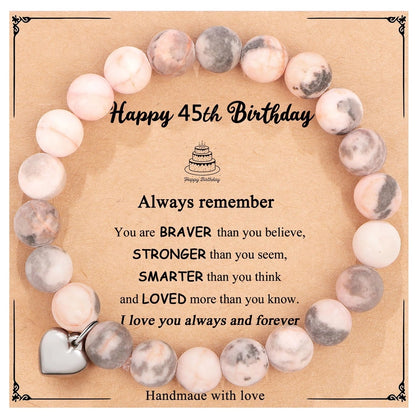 New Natural Stone Beaded Bracelet Birthday Christmas Gift Emperor Stone Powder Zebra Bracelet