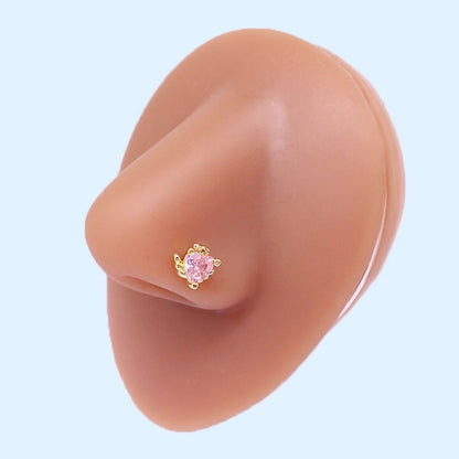 Minimalist Star Graffiti Flame Stainless Steel Epoxy Plating Inlay Artificial Rhinestones Zircon White Gold Plated Gold Plated Nose Studs