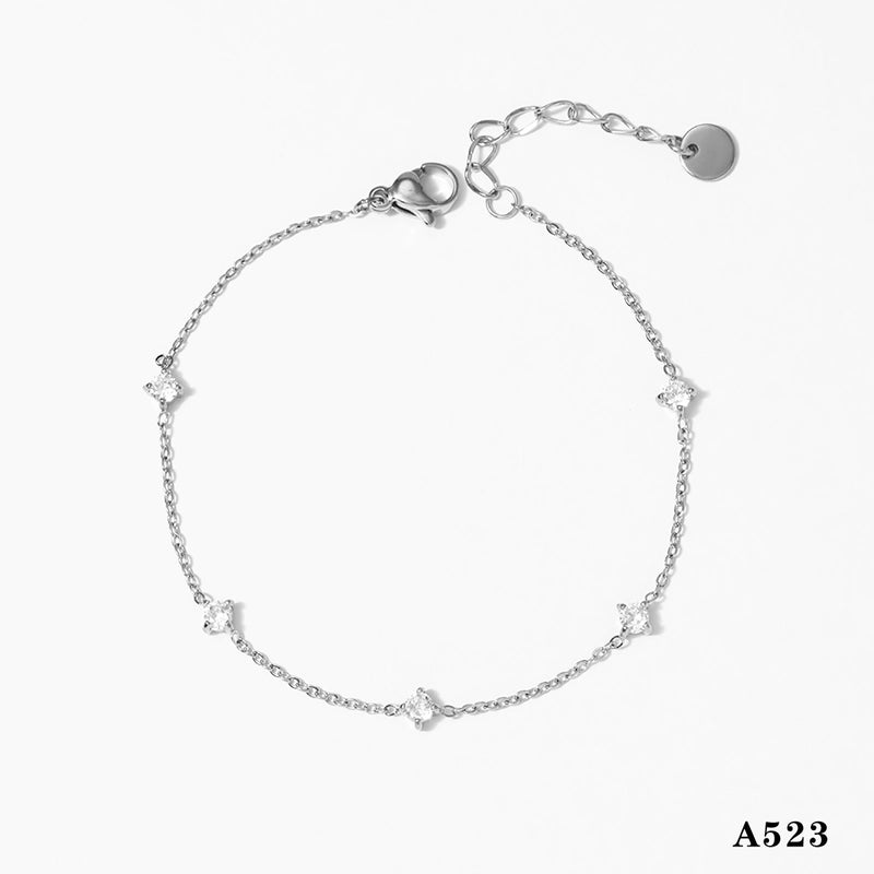 Casual Geometric 304 Stainless Steel Zircon 16K Gold Plated White Gold Plated Gold Plated Plating Inlay Bracelets Anklet Necklace