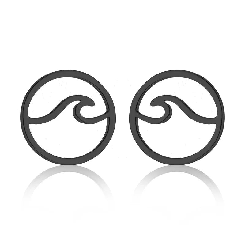 Minimalist Christmas Tree Heart Shape Elk Stainless Steel Plating Hollow Out Ear Studs 1 Pair