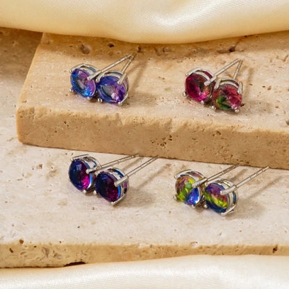 1 Pair Minimalist Geometric Plating Inlay Copper Glass K Gold Plated Rhodium Plated Ear Studs