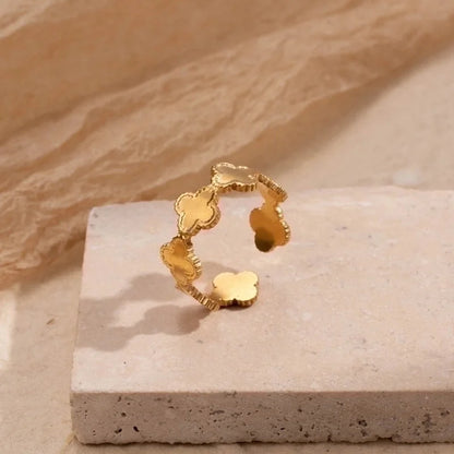 Retro Solid Color 304 Stainless Steel Criss Cross Plating Hollow Out Open Ring