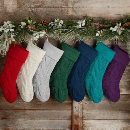 2023 New Spot Solid Color Knitted Christmas Socks Christmas Decoration Pendant Christmas Socks Gift Bag