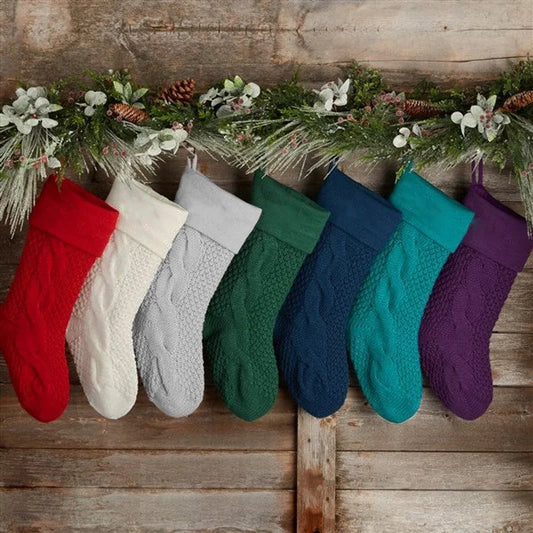 2023 New Spot Solid Color Knitted Christmas Socks Christmas Decoration Pendant Christmas Socks Gift Bag