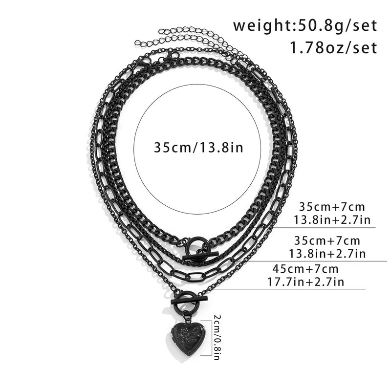 CCB Alloy Copper Gold Plated Silver Plated Hip-Hop Punk Toggle Plating Heart Shape Pendant Necklace Necklace