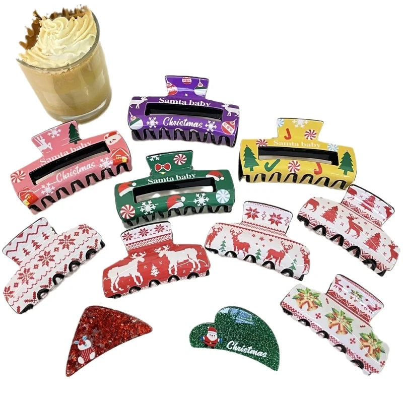 Christmas Cute Women's Christmas Hat Letter Snowflake Arylic Hair Claws