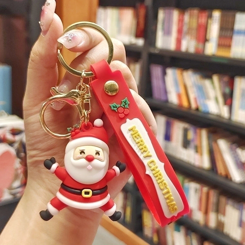 Cute Christmas Tree Santa Claus Elk PVC Metal Christmas Women's Bag Pendant Keychain