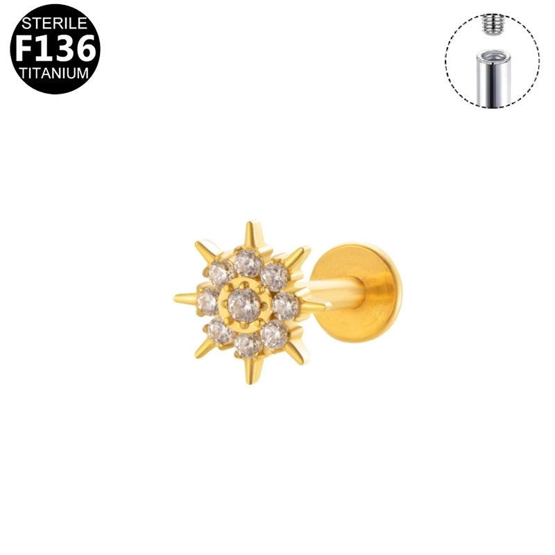 1 Piece Lip Rings Minimalist Snowflake Pure Titanium Plating Inlay Zircon White Gold Plated Silver Plated Lip Rings Ear Cartilage Rings & Studs