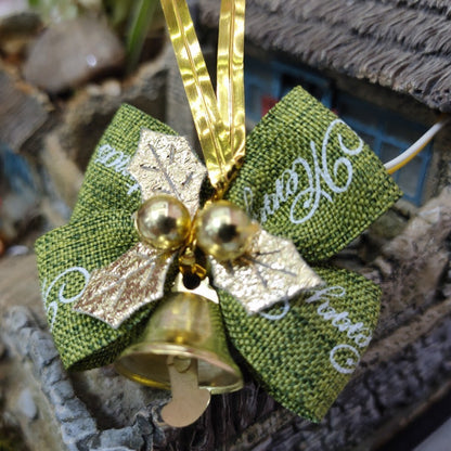 10 Pieces New Year Gift Set Handmade Double Bells Bowknot Christmas Tree Diy Home Living Pet Supplies